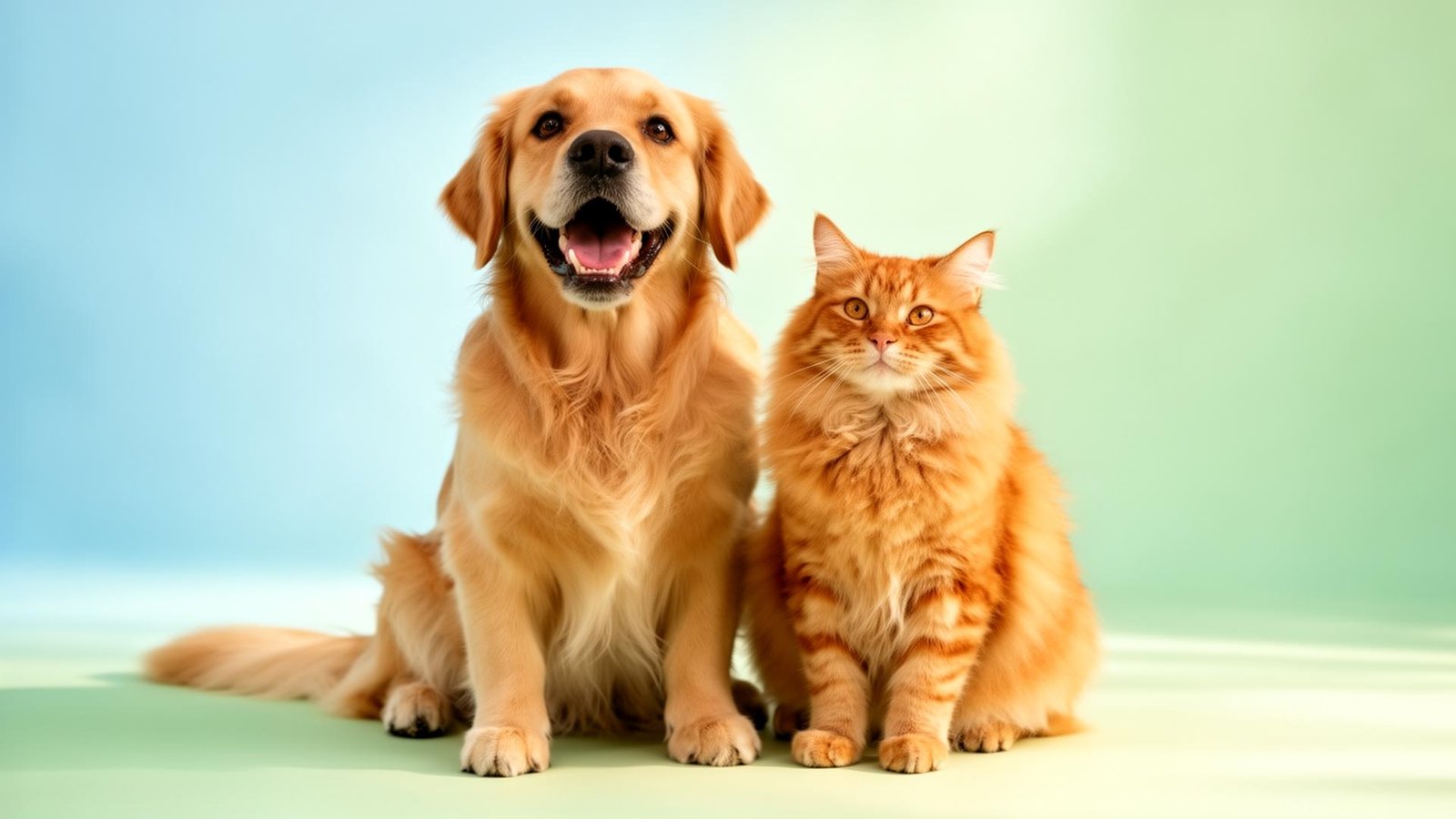 Happy dog and cat together